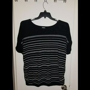Avenue Black and White Striped Knit Top